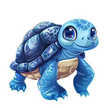 Cartoon style a cute cartoon turtle with a patterned shell and a gentle smile-