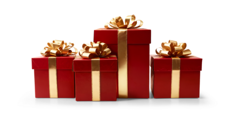 festive Christmas gifts, presents boxes in a row