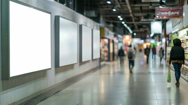 Empty billboard display for commercial promotion indoors