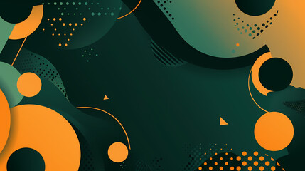 Obraz premium Pastel Shapes and Dark Green to Yellow Gradient | Abstract Vector Art with Geometric Patterns