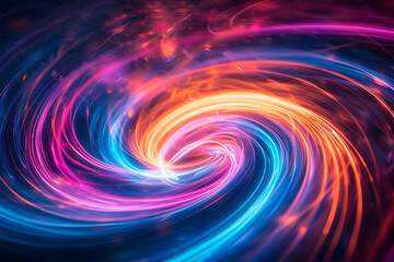 Obraz premium Abstract Neon Swirl Symphony in dark background