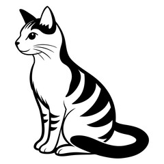 black and white cat vector art illustration