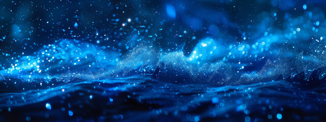 Fototapeta premium Glowing Blue Neon Sparkle Illuminating the Darkness