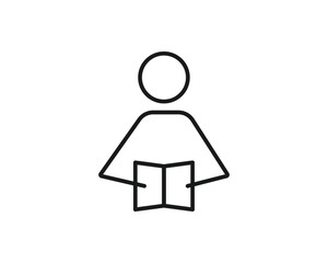 Boy reading icon vector symbol design illustration
