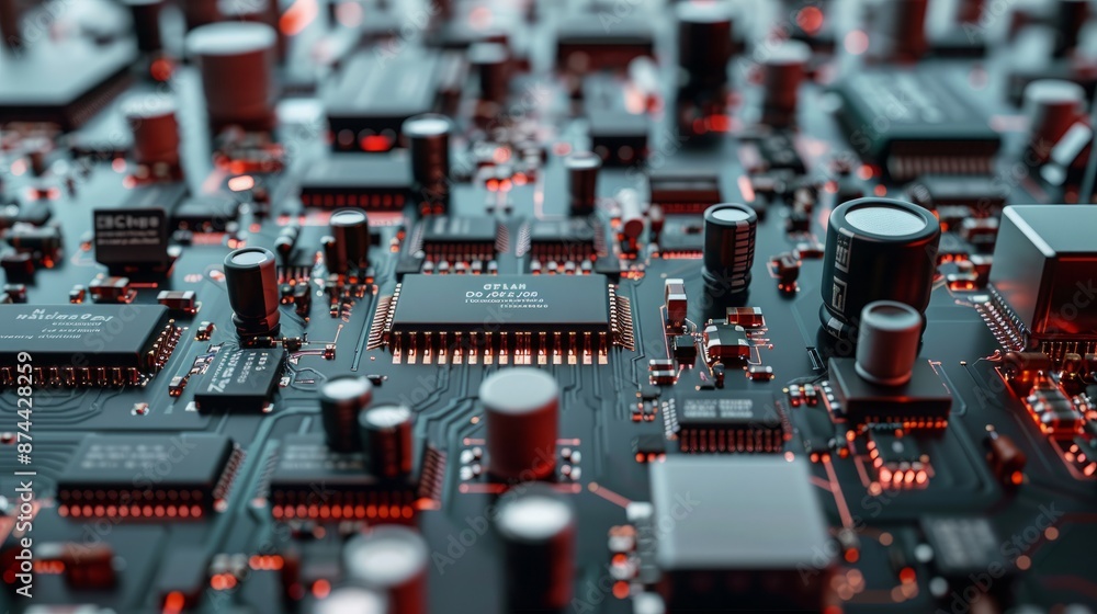 Poster modern electronics: a fusion of analog and digital components on a pcb
