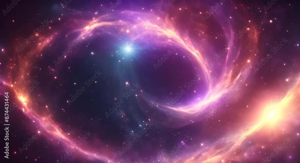 Poster loop animation of space nebula towards light loop animation glowing galaxies and stars passing foota