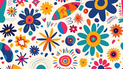 Fototapeta premium Festive Friendship Day card featuring bright, cheerful patterns and friendship symbols.