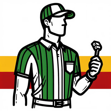 recommend clip art: line art football referee holding whistle referee uniform green red yellow