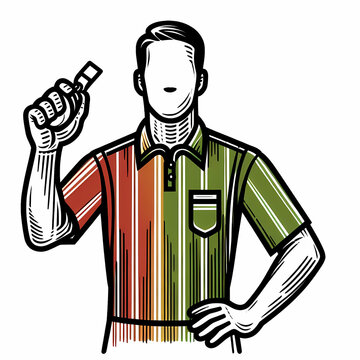 recommend clip art: line art football referee holding whistle referee uniform green red yellow