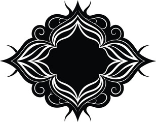 Calligraphic floral blank frame illustration black and white
