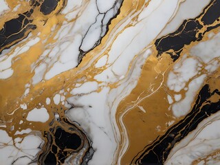 Abstract background marble stone wallpaper, textured waves of golden and black design on solid white