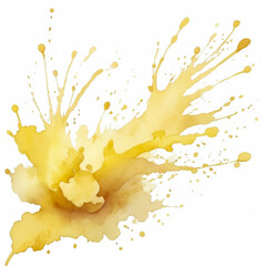 Single Soft Yellow Watercolor Splash on White Background