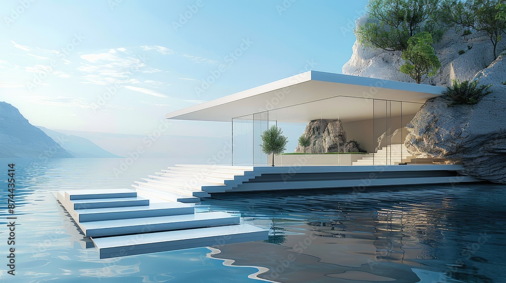 Poster Minimalist architectural structure with bold, clean lines