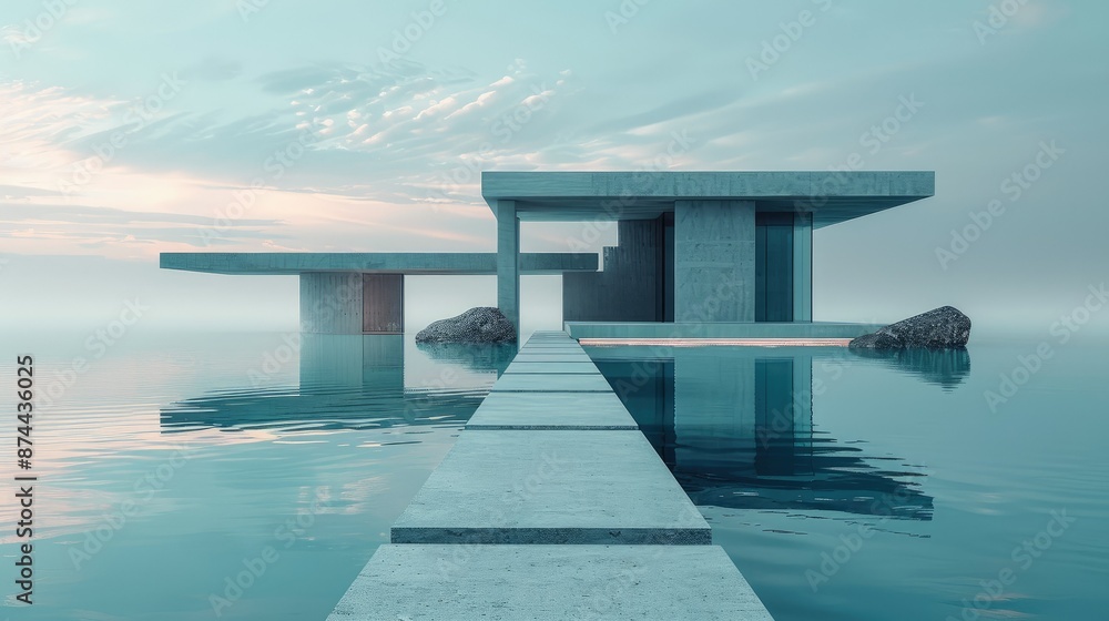 Poster minimalist architectural structure with bold, clean lines