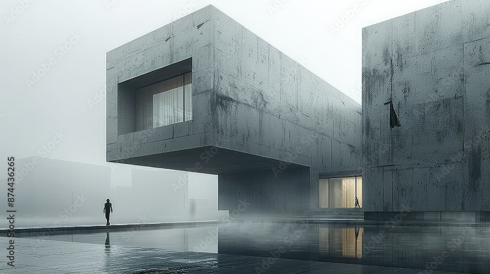 Poster minimalist architectural structure with bold, clean lines