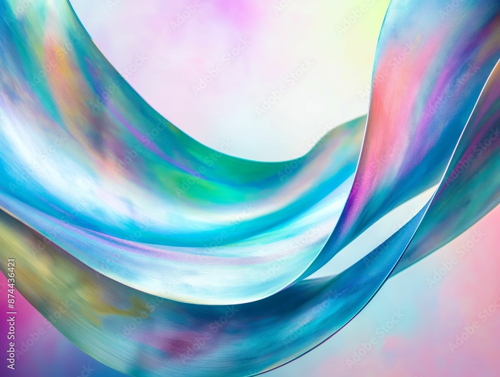 Wall mural ai generated illustration of abstract colorful flowing ribbons on a soft gradient background