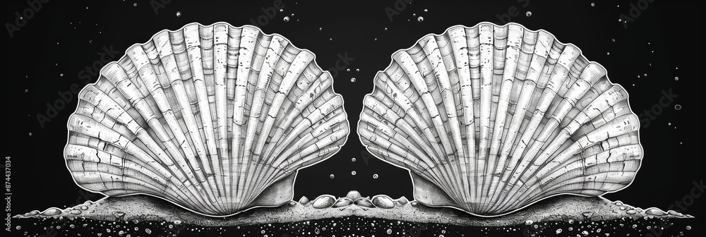 Aufkleber hand drawn shell on white background generative ai