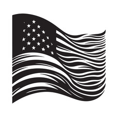 American flag waving on wind. National patriotic flag of the United States of America. Vector illustration