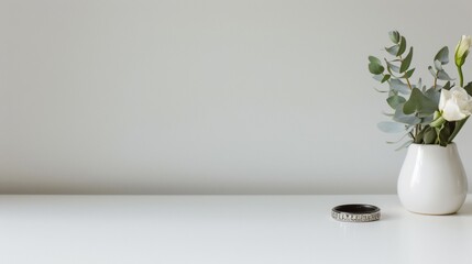 Elegant Blue Sapphire Ring on a Serene White Surface for Luxurious Branding and Promotion