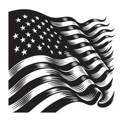 American flag waving on wind. National patriotic flag of the United States of America. Vector illustration