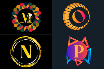 luxury coloring  MNOP letter logo