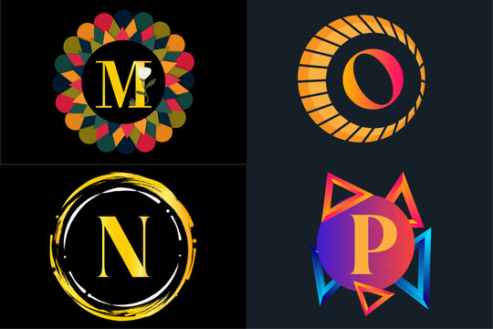 luxury coloring  MNOP letter logo