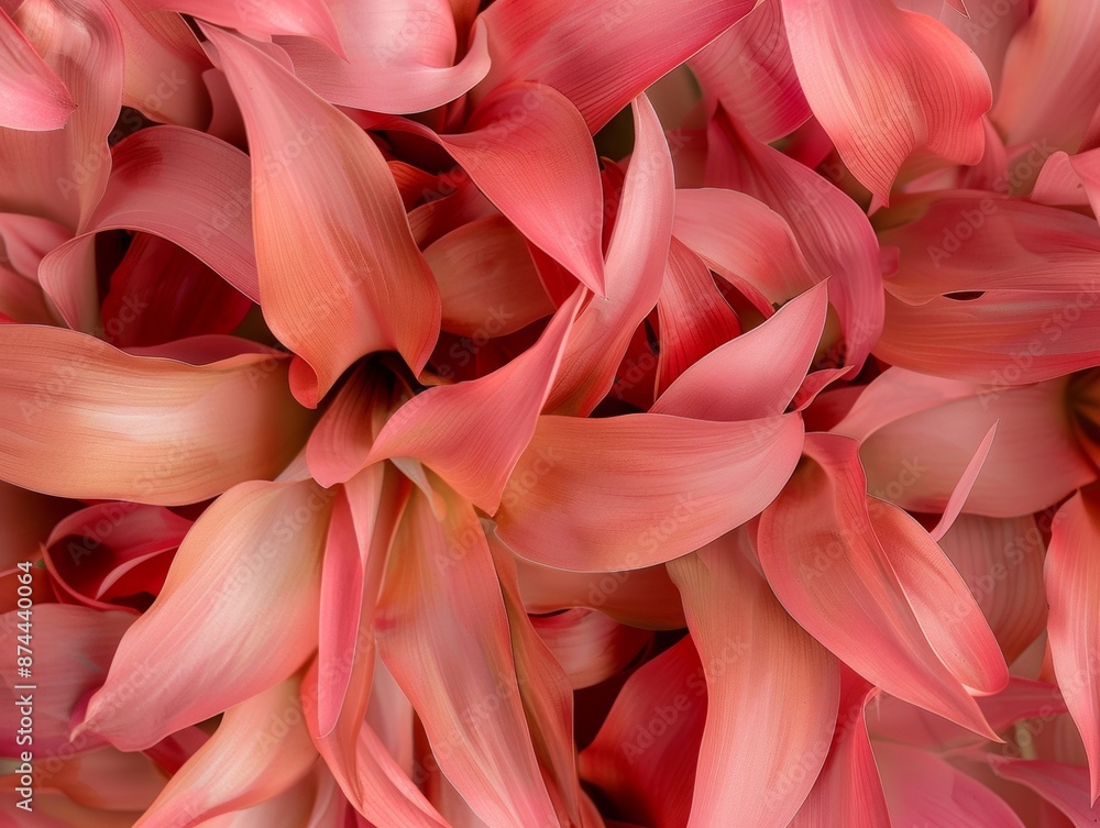 Poster symmetrical pastel red petal arrangement in geometric pattern by aerial view highlighting delicate t