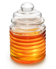 Natural organic honey in glass jar. File contains clipping path.