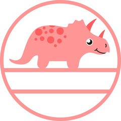 Cute Cartoon Dinosaur In A Circle With Name Gap
