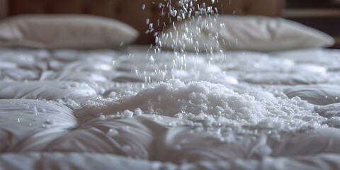 Clean dirty mattresses with baking soda to remove stains and odors effectively. Concept Cleaning, Mattresses, Baking Soda, Stains, Odors