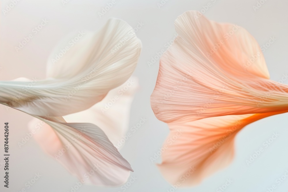 Poster Symmetrical Abstract Image of Overlapping Pastel Petals in Soft Blur with Vertical Composition Using Long Exposure Technique