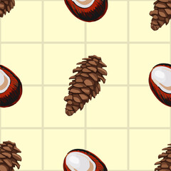 Seamless vector pattern with chestnuts on various backgrounds