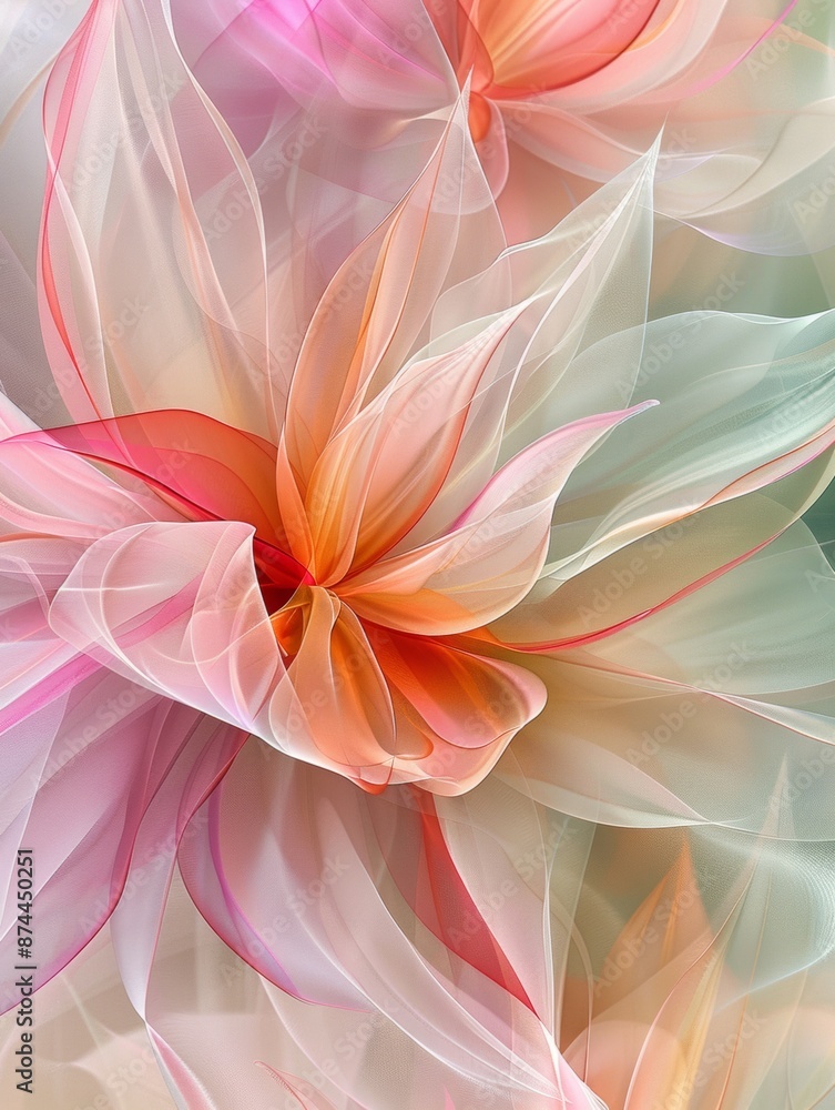 Poster abstract floral pattern with soft pastel tones creating a delicate and inviting artistic concept