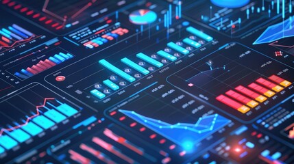 Naklejka premium Digital interface showing detailed financial planning and analytics, finance, digital planning