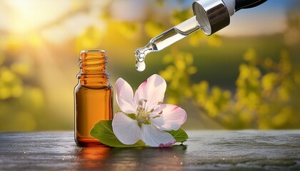 crab apple flower bach, Bach Essence, Malus pumila, sunny, field drop transparent, glass pipette, bottle amber brown, shine, flower therapy, sun, sunshine, flower remedy, floral Bach, terapia floral