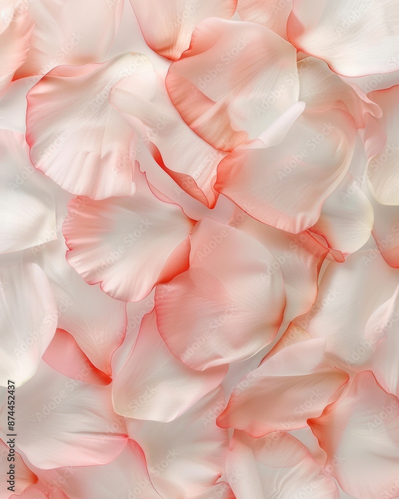 Poster pastel perfection pattern of red petals on a white background showing soft shadows and depth, symbol