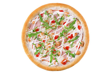 Top Views of Pizza with chicken Ranch for Food Delivery Site or Pizzeria