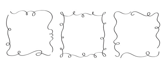 Doodle Frames Set, Hand Drawn Borders