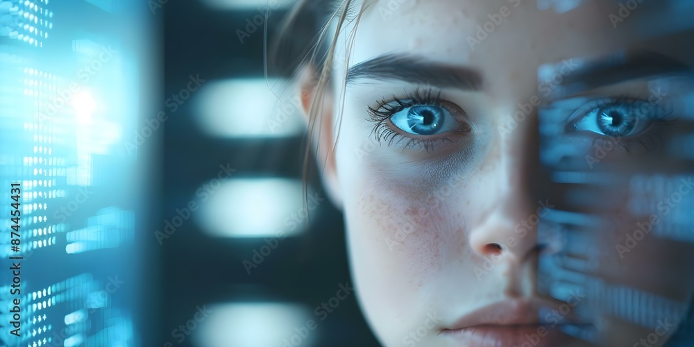 Poster advanced technology manipulates videos by swapping digital identities using facial recognition. conc