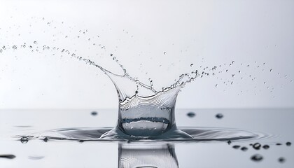 Water splash impact on white background, high-speed capture