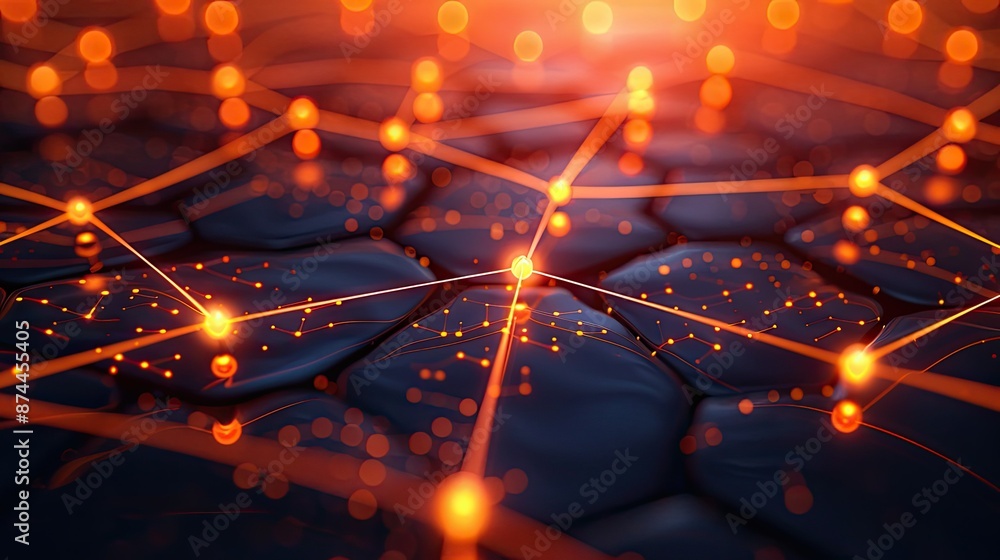 Poster abstract representation of a digital information network