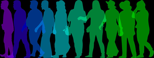 abstract people silhouette with black background