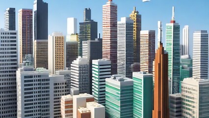 Obraz premium 3D Block Animation of City Skyscrapers