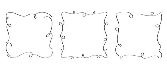Doodle Frames Set, Hand Drawn Borders