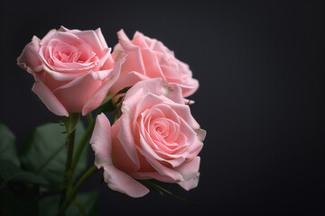 Fototapeta premium Professional Photography of Pink Roses with Dark Background