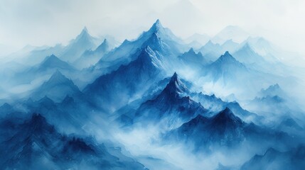 Obraz premium Majestic mountain range in watercolor