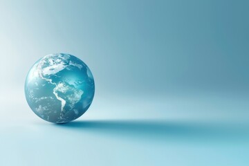 Fototapeta premium Blue earth globe on minimalist background
