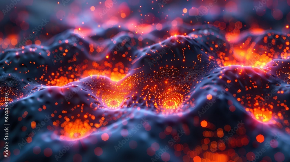 Aufkleber digital network of interconnected glowing nodes