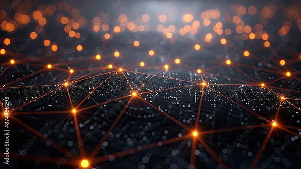 Aufkleber digital network of interconnected glowing nodes