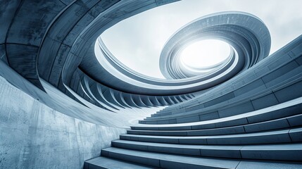 Fototapeta premium Concrete Spiral Staircase in Modern Building